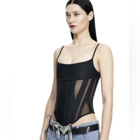 BNWT H&M Mugler Mesh Paneled Corset size L - Picture 2 of 7